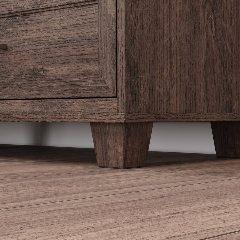 Modern 9-Drawer Dresser with Solid Wood Legs, Vintage Brown and White Wood Grain Options, Bedroom Storage Chest