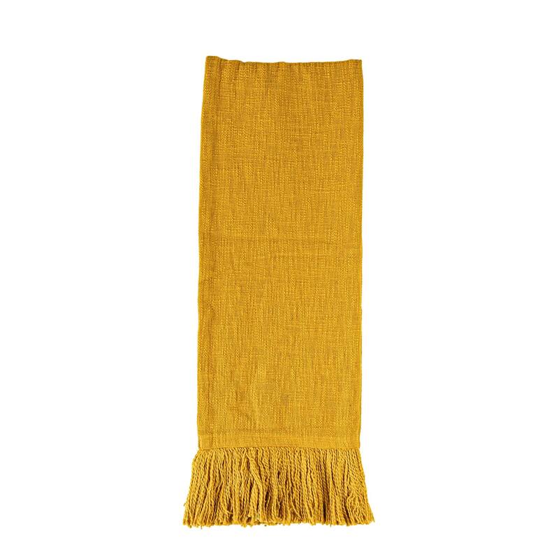 Foreside Home & Garden Fringed Throw Blanket Mustard Cotton