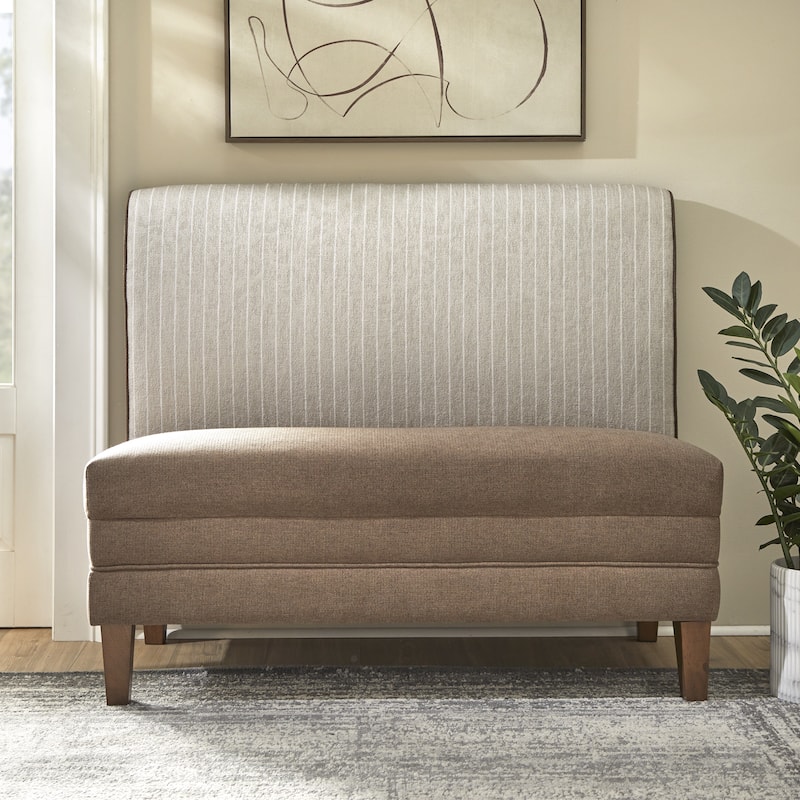 Lifestorey Phillips Upholstered Bench - Brown/Beige Stripe