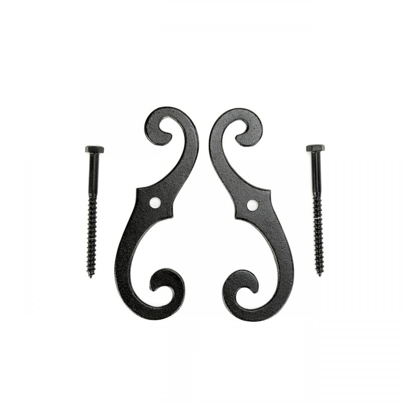 Black Aluminium Shutter Dog Holders 6.5" L S-Style External Shutter Tieback Hardware with Screws Pack of 3 Renovators Supply - Powder Coated - Black