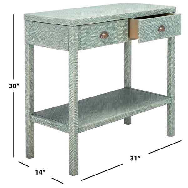 dimension image slide 1 of 3, SAFAVIEH Asa 2-Drawer 1-Shelf Console Table - 31" W x 14" D x 30" H