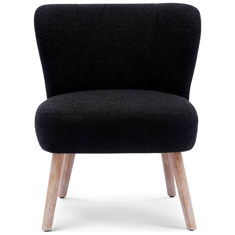 Boucle Polyester Upholstered Armless Accent Chair - Stain Resistant (Set of 2)