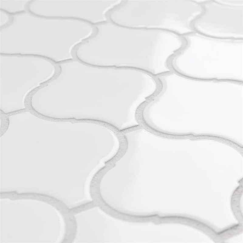 Merola Tile Metro Lantern Glossy White 9-1/2" x 10-3/4" Porcelain Floor and Wall Tile