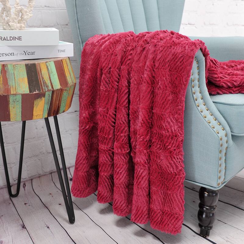 Herringbone FauxFur Throw, 50" x 60"