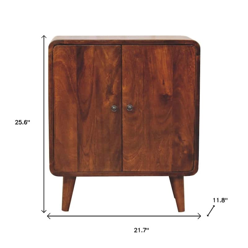 HomeRoots 26" Brown Solid Wood Accent Cabinet With Two Doors