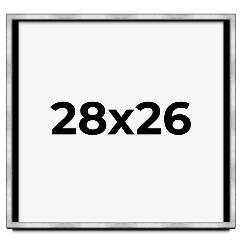 28x26 Shadow Box Frame Silver | 1.375 Inches Deep Real Wood