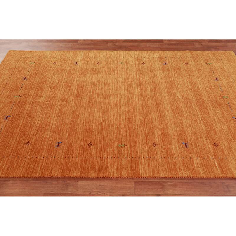 Hand Knotted Oriental 100% Wool Carpet Tribal Stripe Oranges & Rust Gabbeh Area Rug - 8' 0'' X 4' 11''