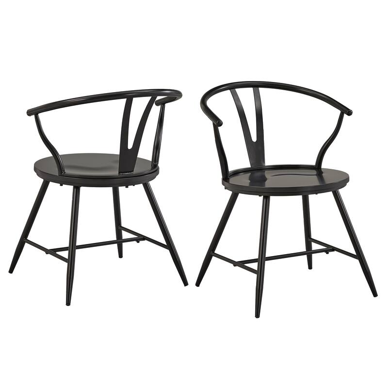 Truman Metal Side Chair with Wood Seat (Set of 2) by iNSPIRE Q Modern - Black