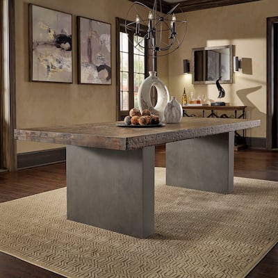 Blake Reclaimed Wood and Concrete Dining Table by iNSPIRE Q Artisan - Brown