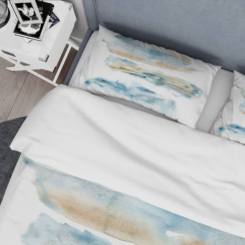 Designart 'Abstract Of Dark Blue Clouds III' Modern Duvet Cover Set
