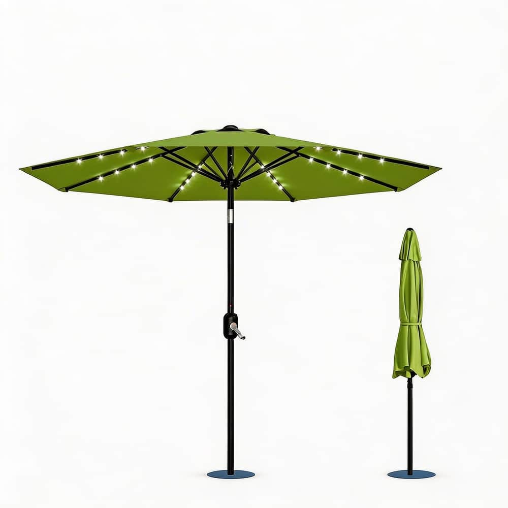9 ft Patio Umbrella, 8 Sturdy Ribs, with Lights