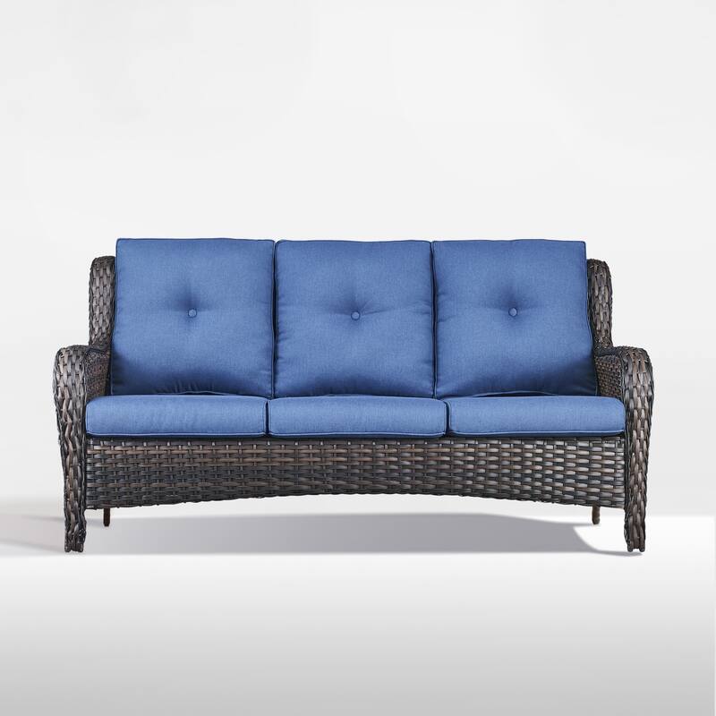 Outdoor 3-Piece Wicker Sofa Set with Ottoman