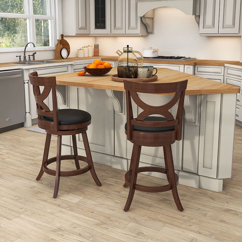 Gymax 4pcs 24 inch Bar Stools Swivel Counter Height w/ PVC Leather