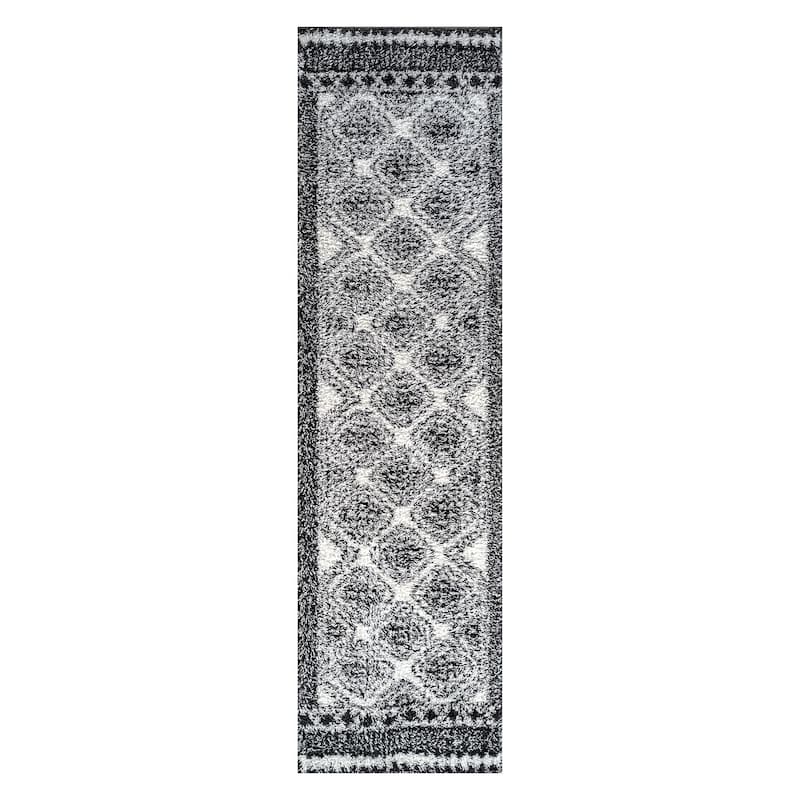 Geometric Shag Rug - Anthracite Dark Gray - Durable Rug for Living Room, Bedroom, or Entryway - Easy to Maintain