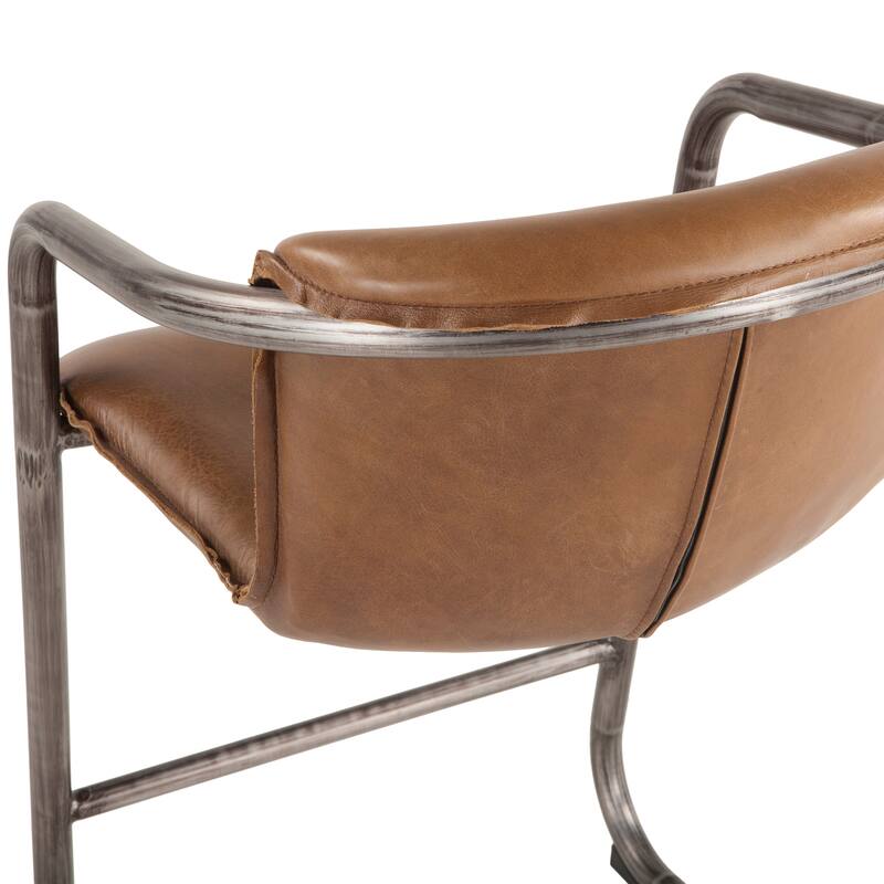 World Interiors Set of 2 Distressed Leather Counter-Height Chairs