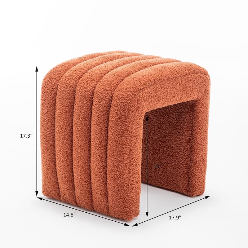 SEYNAR Modern Glam Teddy Velvet Upolstered U-Shaped Ottoman