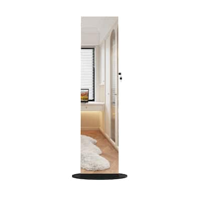 Jewelry Cabinet Armoire with Full Length Mirror, 360° Rotating, Lockable Storage Cabinet, Interior Mirror