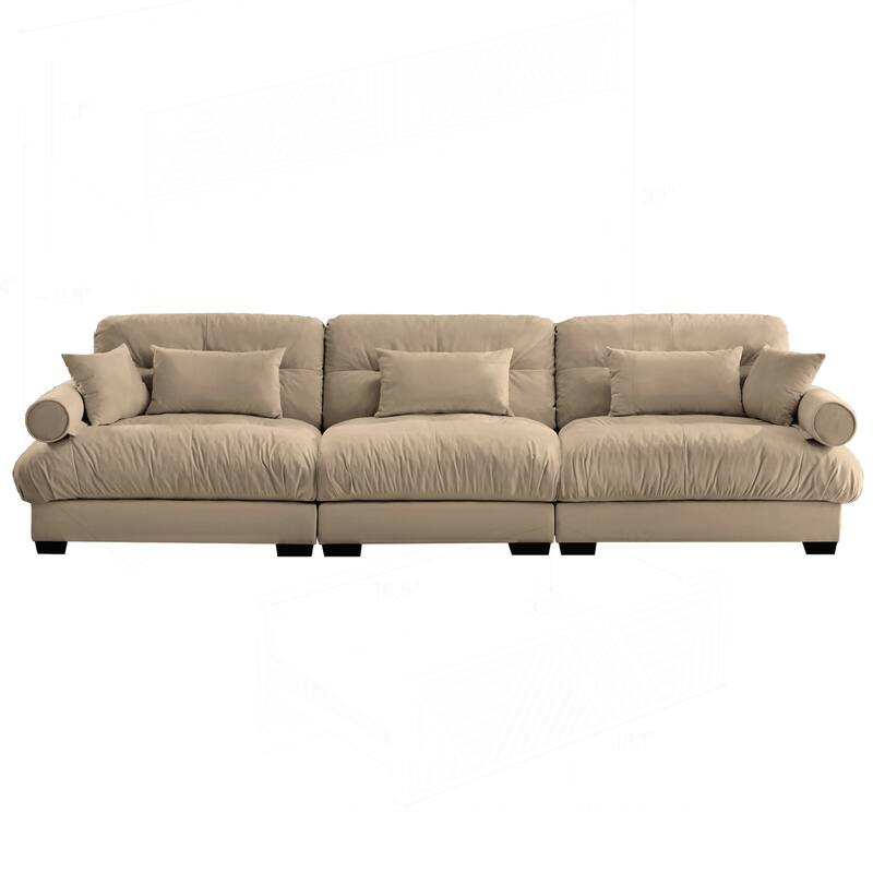 Luxurious Oversize Velvet Sofa with Multiple Pillows for Supreme Comfort