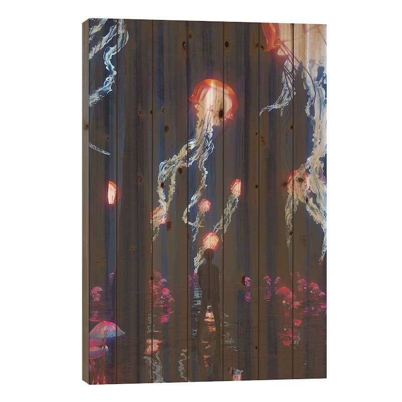 Tomorrowland Print On Wood by Davansh Atry - Multi-Color - 26x18x1.5