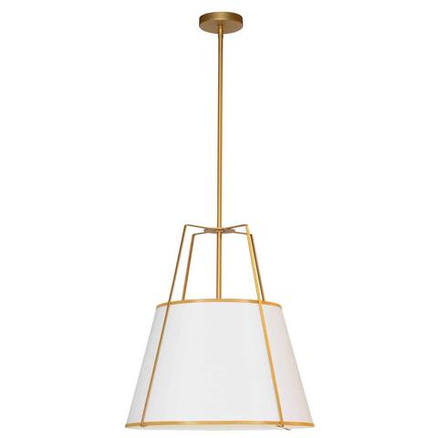 Dainolite Trapezoid Contemporary Gold Luxury Pendant Light Modern Pendant Light w/ White Tapered Drum Shade