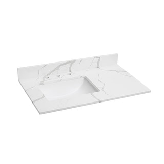 Bathlet Calacatta Quartz 60-in Single Sink Bathroom Vanity Top with ...
