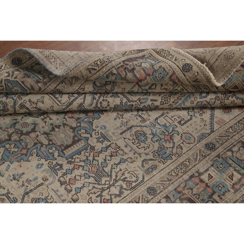 Geometric Tabriz Persian Vintage Area Rug Handmade Wool Carpet - 6'6"x 9'10"