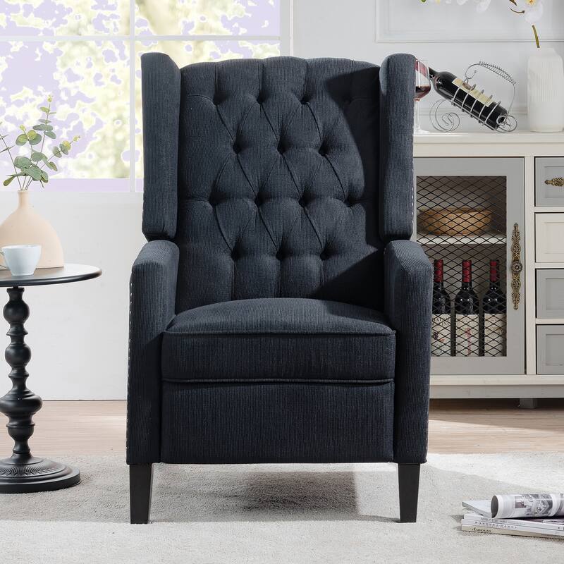 Modern Manual Wing Chair Recliner For Living Room - Black
