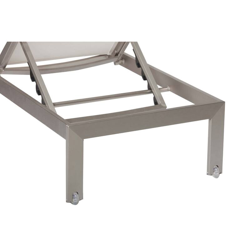 Metal Frame Adjustable Lounger with Side Table, Set of 2, Gray and White