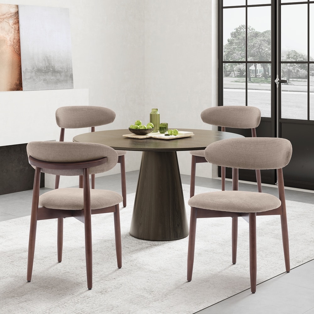 RENEWLINE Mid-Century Modern Upholstered Dining Chair with Wooden Legs