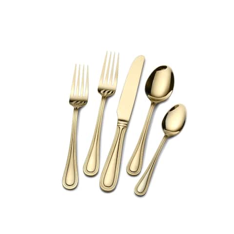 St. James Gold Euro Bead Gold Plated 45-piece Flatware Set