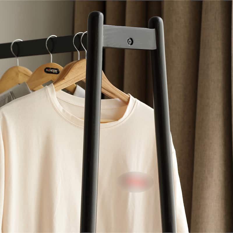 Solid Wood Clothes Rack with Shelves for Hanging Clothes