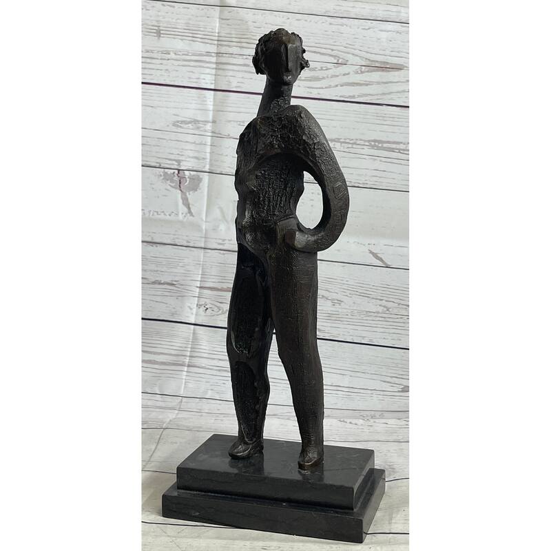 Abstract Surreal Nondescript Female Figure Bronze Statue Sculpture Decor Salvador Dali 16 Inches