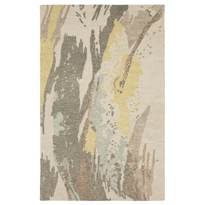 Style Haven Kitt Handmade Wool Abstract Elements Beige/ Yellow Rug