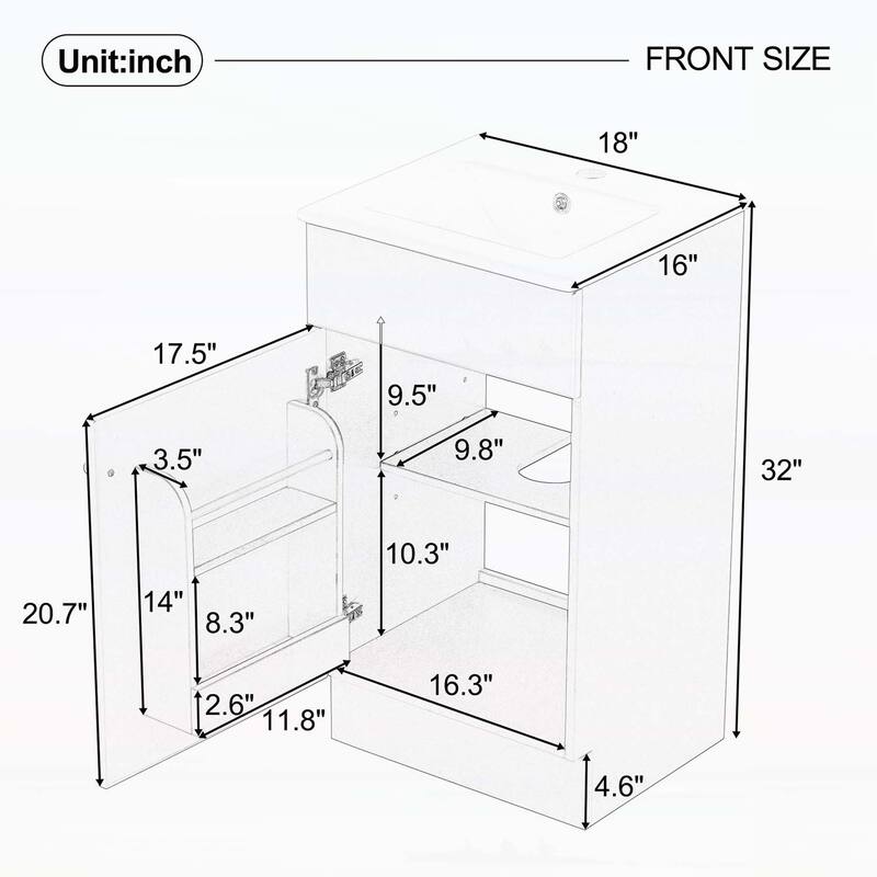 Freestanding Vanity Set with Door Shelf and Adjustable Shelf