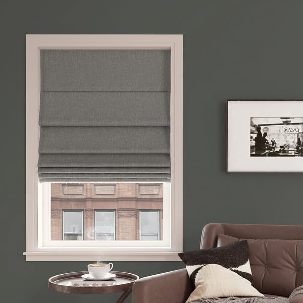 slide 2 of 9, Sun Zero Pryer Textured Total Blackout Cordless 1-Piece Roman Shade 31" x 64" - Grey