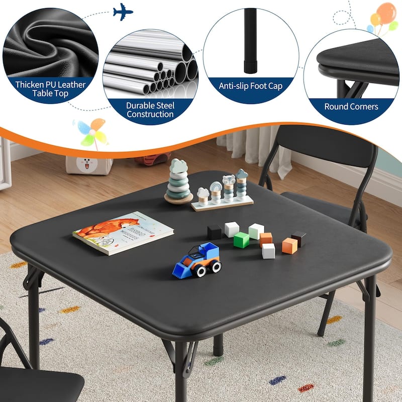 3/5-Piece Kids Folding Table and Chairs Set, Toddlers Children's Activity Table and Chairs Set