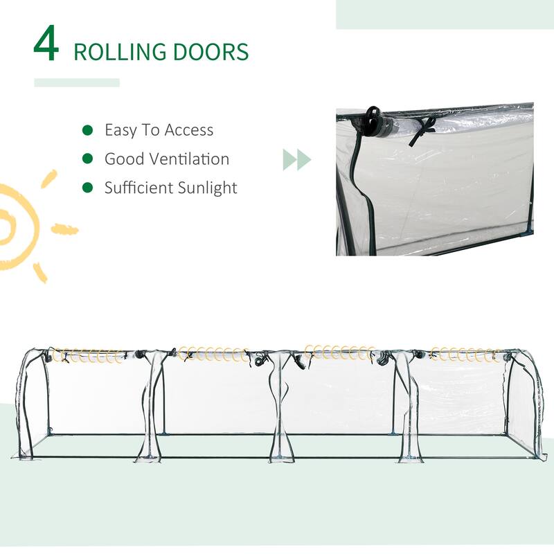 Portable Tunneled Greenhouse with 4 Zippered Doors