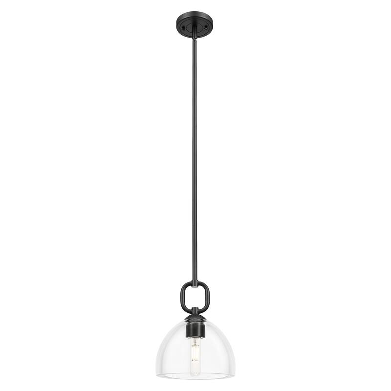 Innovations Lighting Downtown Urban - Hudson - 1 Light 8" Stem Hung Mini Pendant with Dome Shade - Clear Shade/Matte Black
