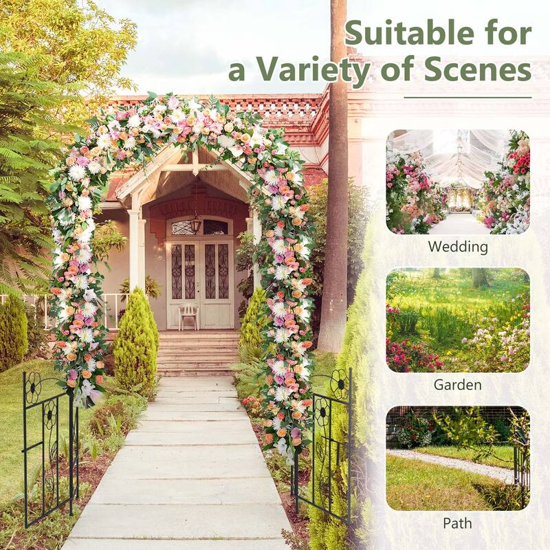 Costway 2 in 1 Garden Arbor Decorative Wedding Arch with Door & Latch - See Details