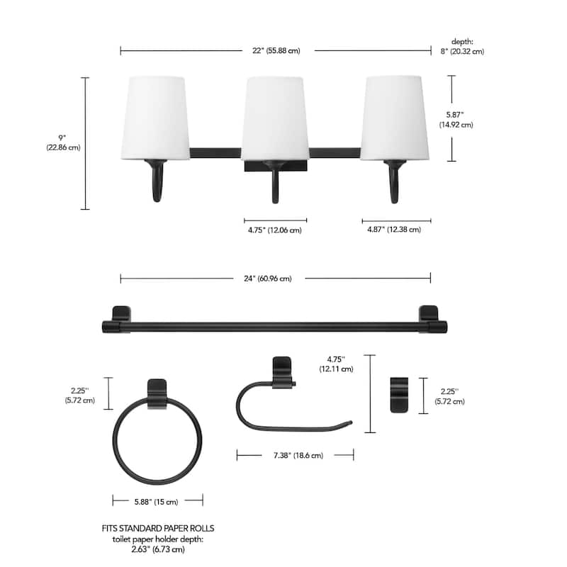 Globe Electric 91009586 Clarissa Bathroom Vanity Set - 3 Light 22"