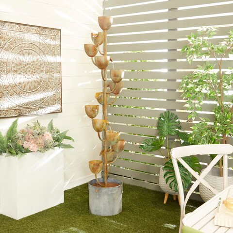 Copper Metal Rustic Fountain - 13"L x 13"W x 75"H