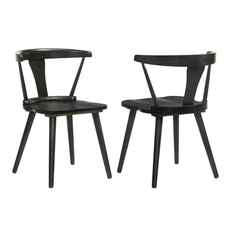 2 Pieces Set Dining Side Chair Rustic Modern Farmhouse Design Retro Design Easy to Assembly - Black