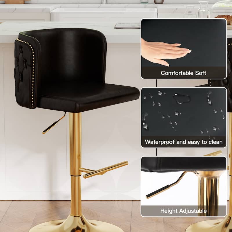 Swivel Bar Stools Set of 2, Modern PU Bar Stools with Backs - Counter Height
