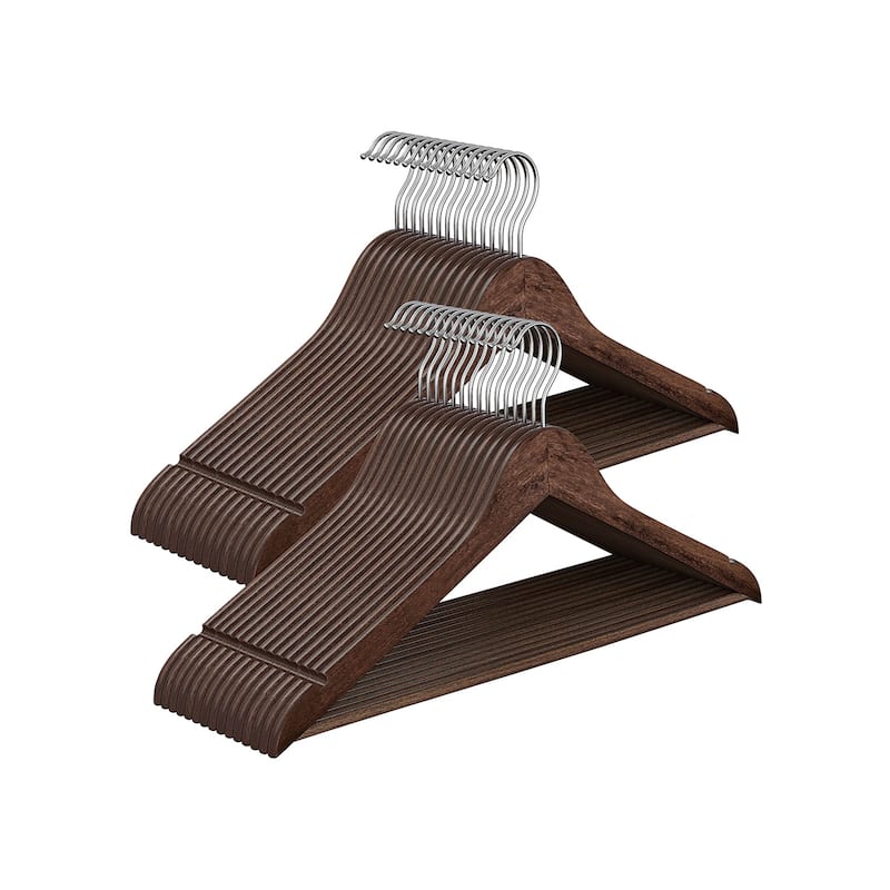 Birch Wood Hangers with Metal Hooks, Slim Design, and 360 Swivel