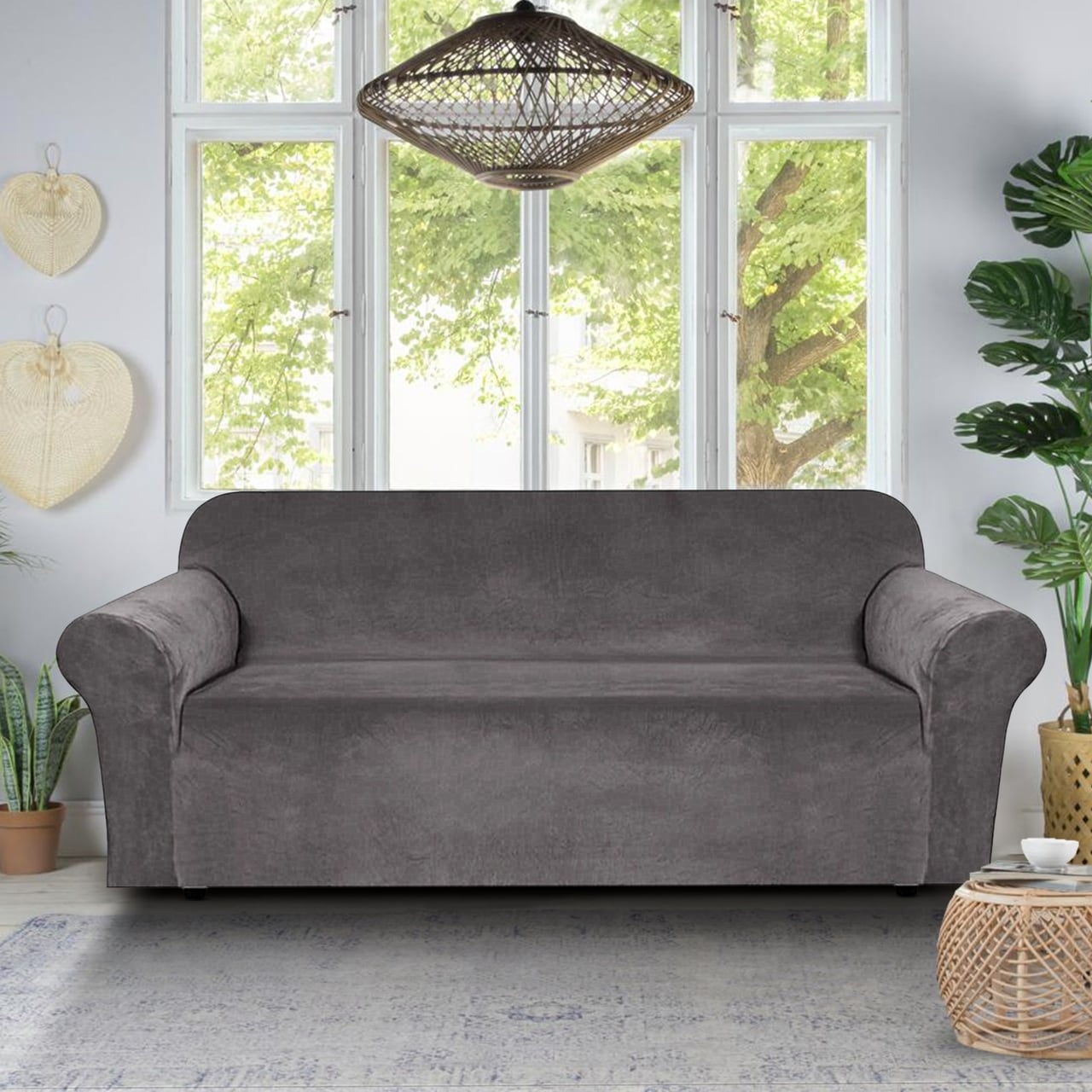 Enova Home Sofa Slipcover Couch Covers, Ultra Soft Thick Velvet Fabric Sofa Slipcover 3-Seater Couch Covers - Overstock - 35761431