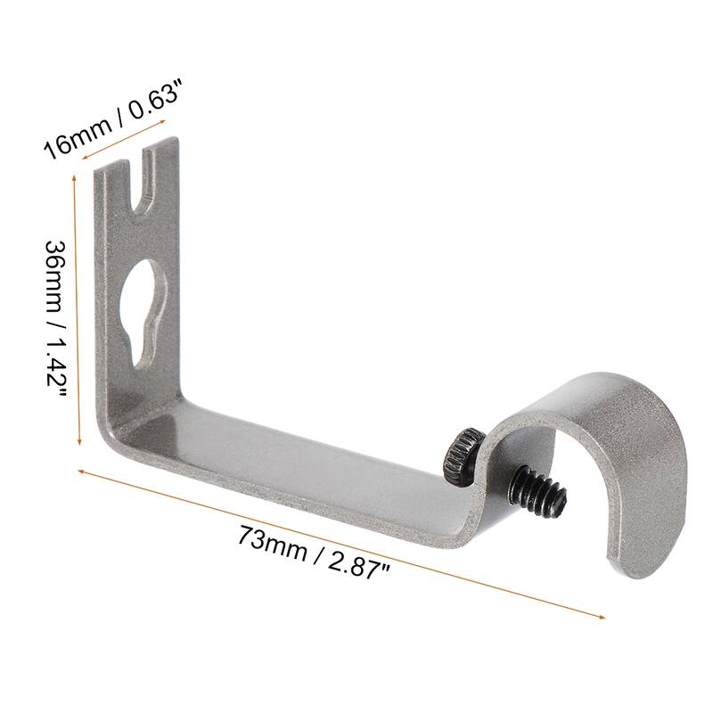 Curtain Rod Bracket Iron Single for 16mm Drapery Rod, 73 x 36 x 16mm Gray 2Pcs - White - 108x78mm 1pcs