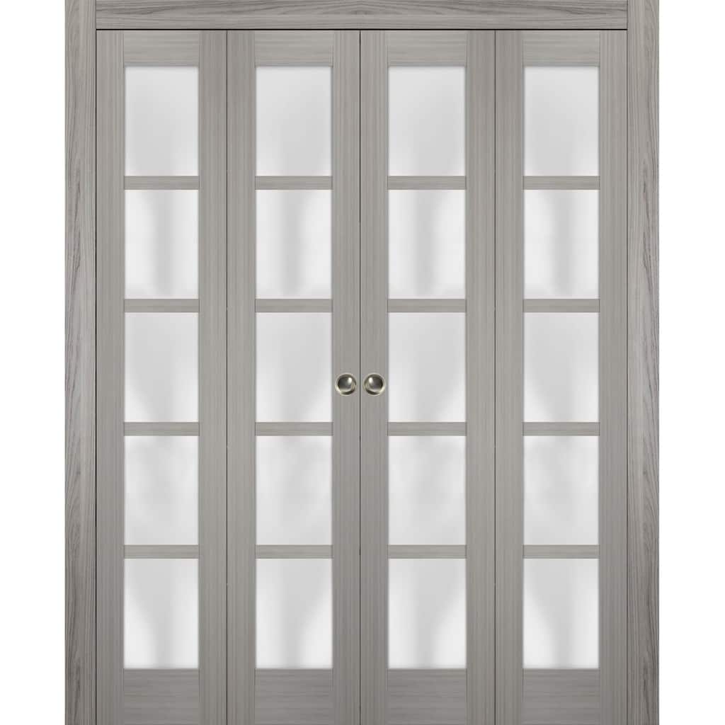 SartoDoors Quadro 4002 | Closet Door Bi-fold Door | Solid Wood w/ Glass | Hardware Set | 72x80, Custom