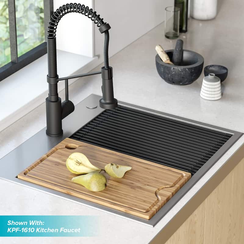 Kraus Kore 25" Drop In or Undermount Single Basin Stainless Steel