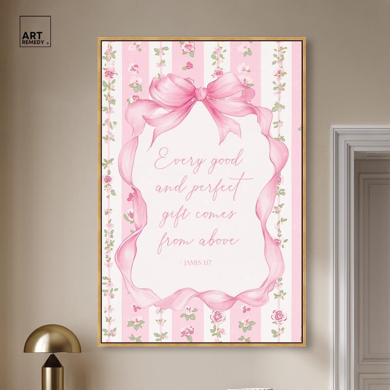 Good and Perfect Gift Bow Canvas by Art Remedy