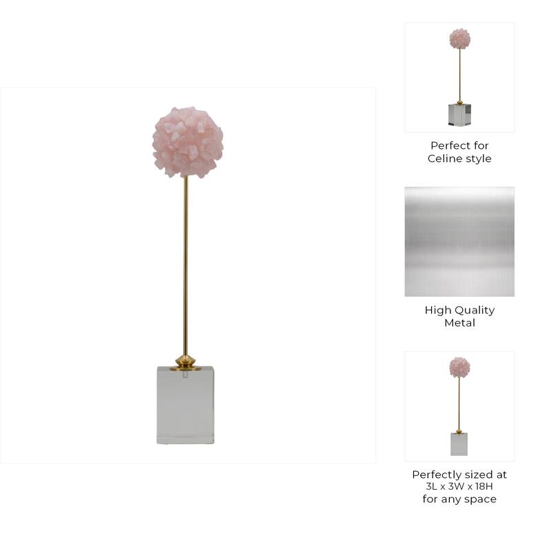 Metal Marble Decorative Sculpture Clustered Crystal Form on Cubic Base